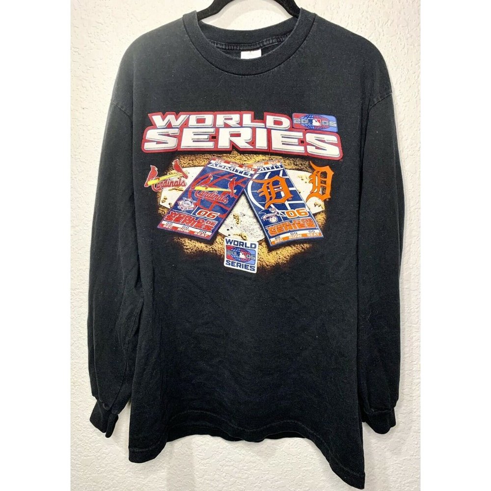 MLB World Series T-Shirt 2006 Cardinals VS Tigers Long Sleeve Black Large Unisex